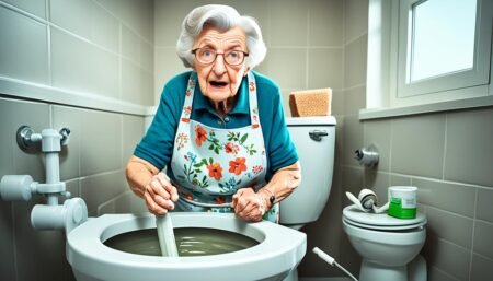 grand-mère pour déboucher les toilettes